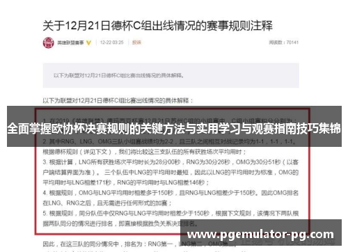 全面掌握欧协杯决赛规则的关键方法与实用学习与观赛指南技巧集锦 全面掌握欧协杯决赛规则的关键方法与实用学习与观赛指南技巧集锦