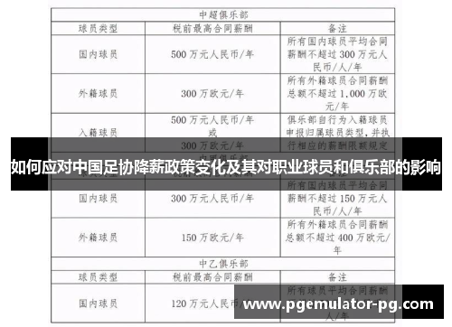 如何应对中国足协降薪政策变化及其对职业球员和俱乐部的影响